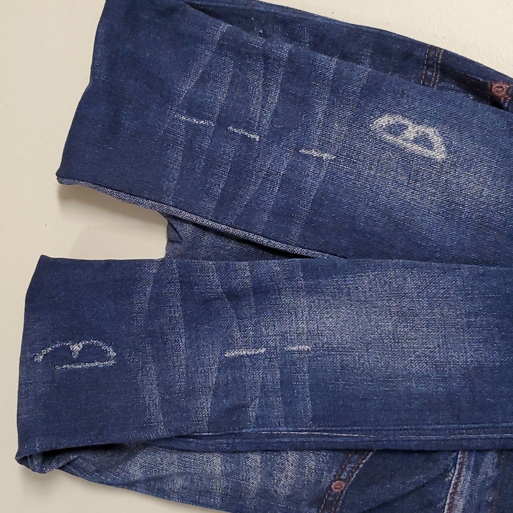 Faux denim jegging leggings rose applique detail OS fits up to a 10 comfortably - Picture 6 of 10